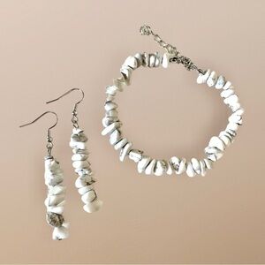 Natural Stone Handcrafted Jewelry Set Boho Bracelet Earrings